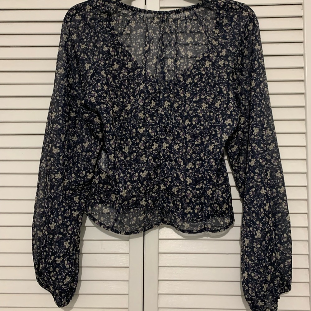 French Kiss Navy Floral Top Size M